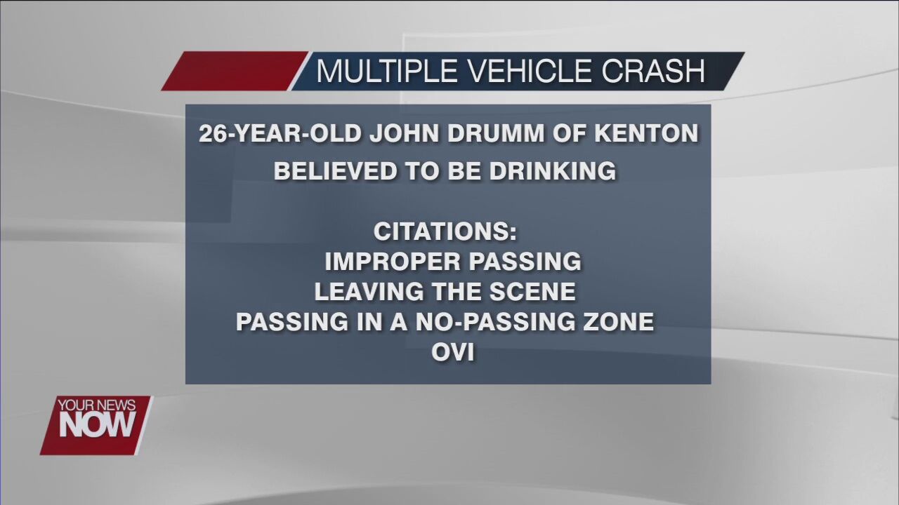 Kenton man causes multiple vehicle crashes, alcohol a factor